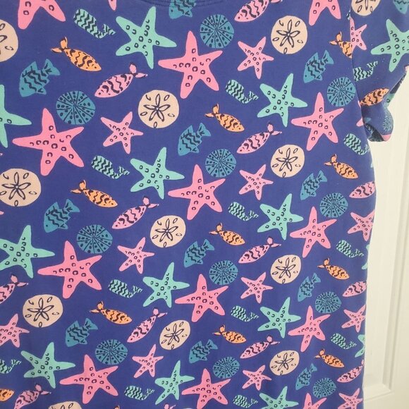 Vineyard Vines Dress Girls L Large Sea Critters Royal Ocean Soft Jersey Knit - Picture 9 of 10